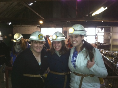 Colleen, Samantha, and I are all geared up and ready to head into the mine!