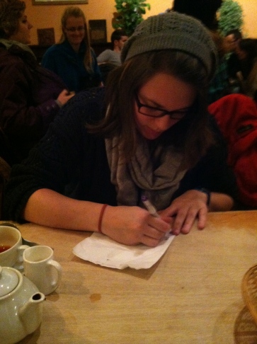 Scribbling on my napkin just like my hero, Jo Rowling.